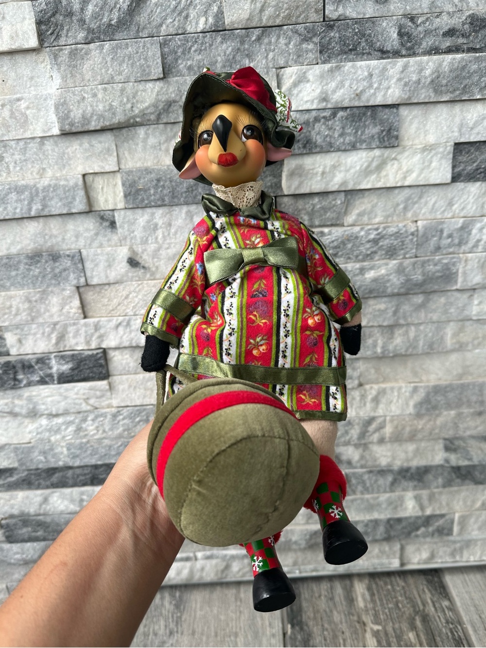 Vintage Reindeer Christmas Doll